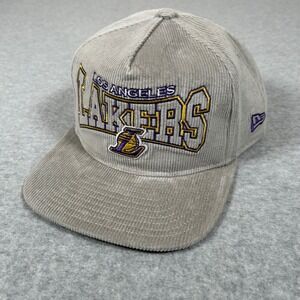 New Era Los Angeles Lakers Hat One Size Gray 9Fifty Golfer Corduroy SnapBack NEW